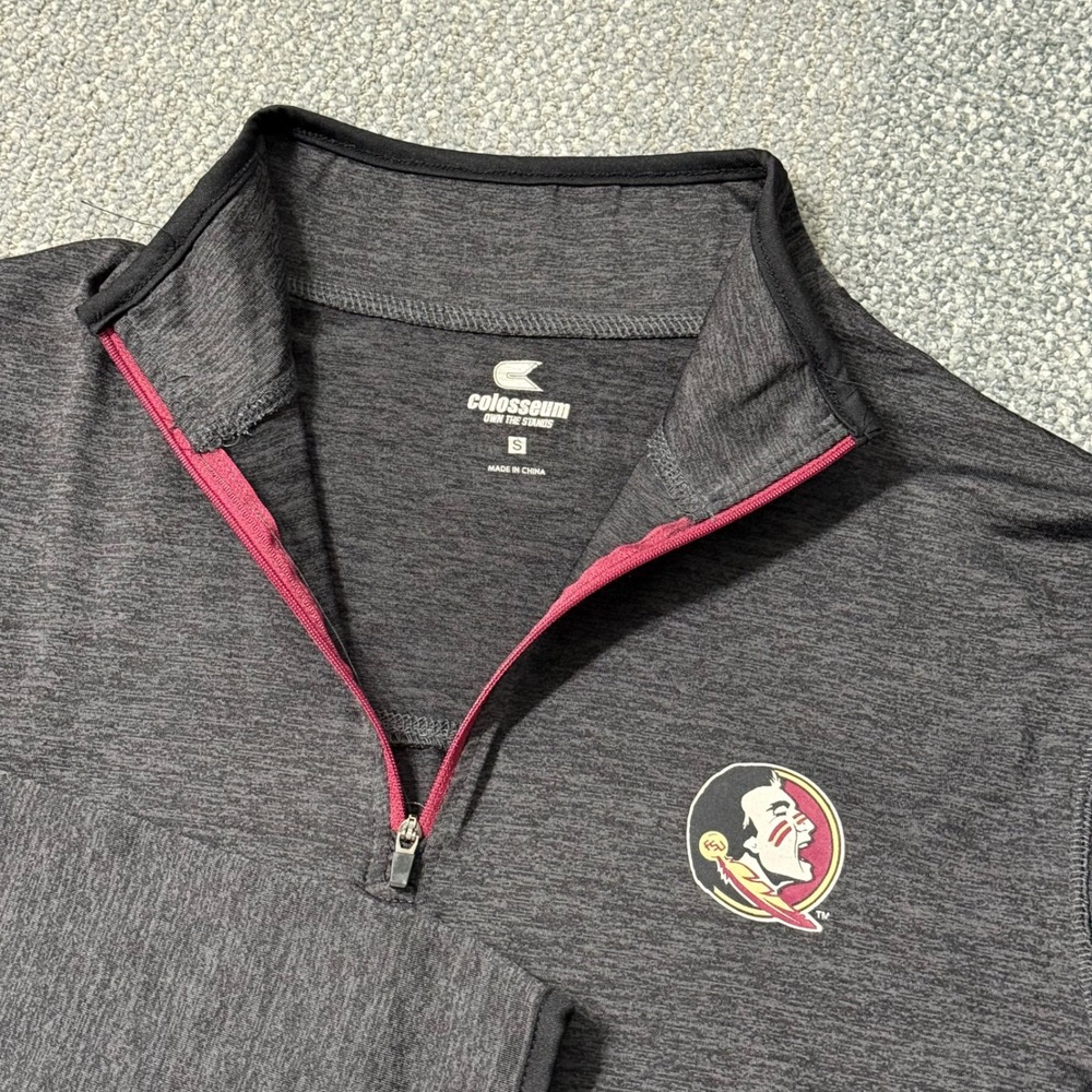 Florida State Seminoles FSU Gray‎ 1/4 Zip Pullover Shirt Mens Small Stretch